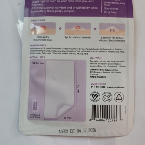 Avarelle Acne Cover Patch Fit NEW 16 Count -For Hard To Reach Acne Areas - Picture 5 of 7